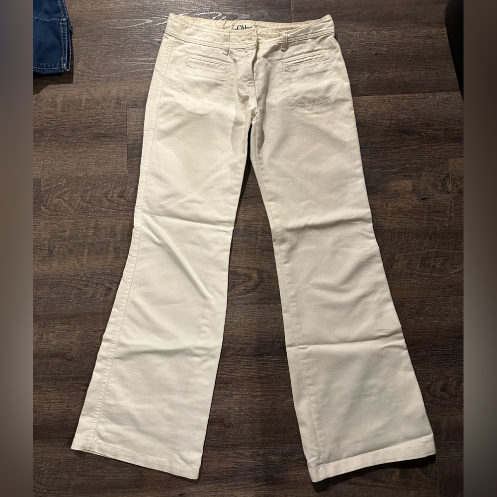Chloe cream wide leg jeans size 6US